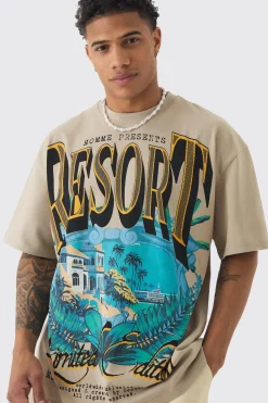 Oversized Large Scale Resort Palm Graphic T-shirt | BoohooMAN UK