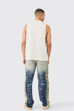 Oversized Large Scale Varsity Print Tank | BoohooMAN UK