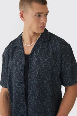 Oversized Leopard Print Revere Boxy Shirt | BoohooMAN UK