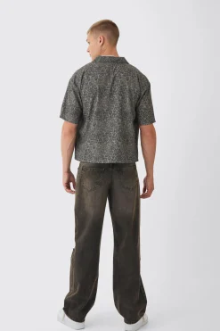 Oversized Leopard Print Revere Boxy Shirt | BoohooMAN UK