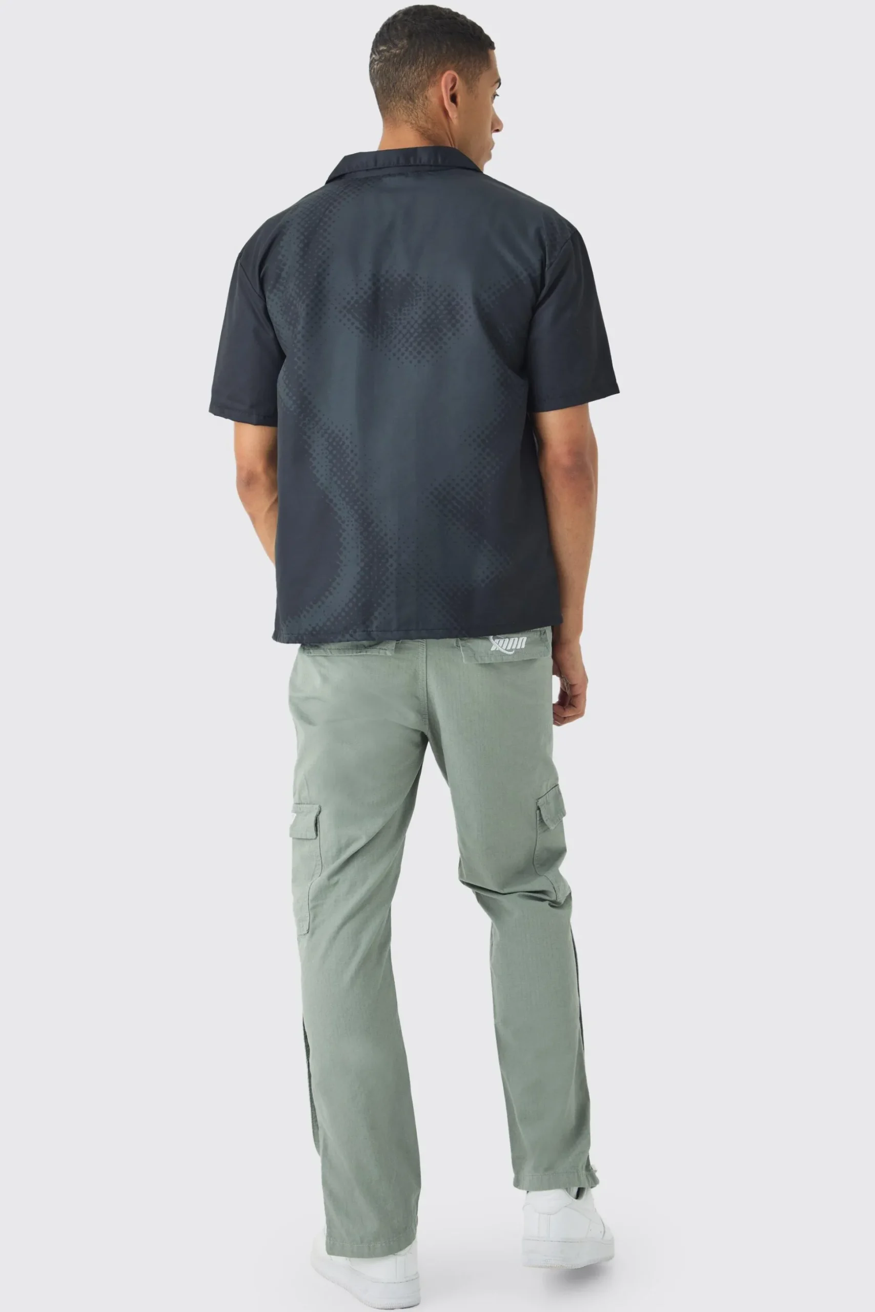 Oversized Lightweight Twill Moto Shirt | BoohooMAN UK