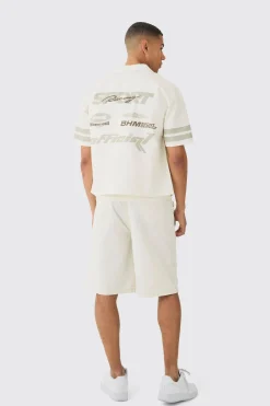Oversized Lightweight Twill Moto Revere Shirt | BoohooMAN UK