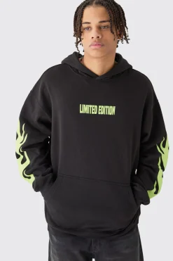 Oversized Limited Edition Flame Hoodie | BoohooMAN UK
