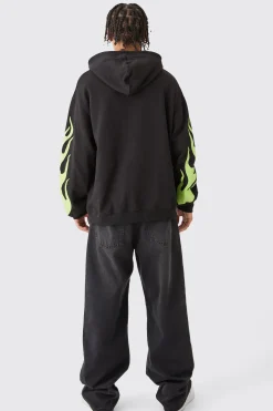 Oversized Limited Edition Flame Hoodie | BoohooMAN UK