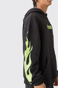Oversized Limited Edition Flame Hoodie | BoohooMAN UK