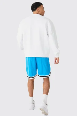 Oversized Limited Edition Sweat And Basketball Mesh Short Set | BoohooMAN UK