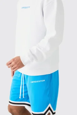 Oversized Limited Edition Sweat And Basketball Mesh Short Set | BoohooMAN UK