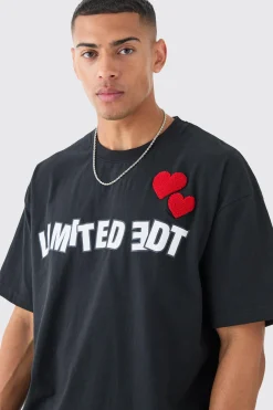 Oversized Limited Edition Heart T-shirt | BoohooMAN UK