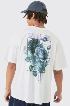 Oversized Limited Edition Floral Back Print T-shirt | BoohooMAN UK