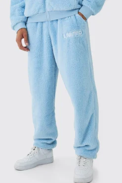 Oversized Limited Edition Embroidered Teddy Borg Cuffed Joggers | BoohooMAN UK
