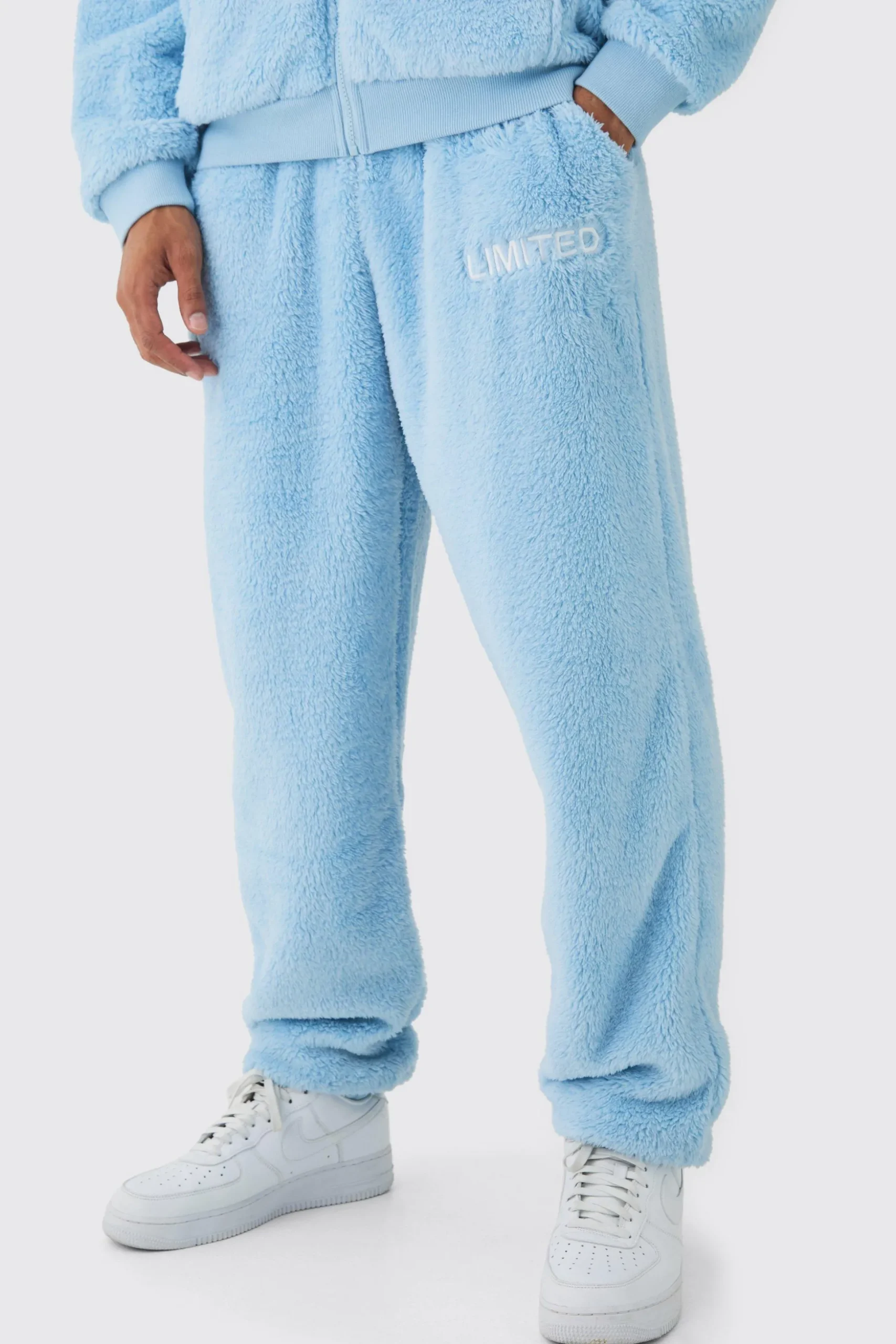 Oversized Limited Edition Embroidered Teddy Borg Cuffed Joggers | BoohooMAN UK