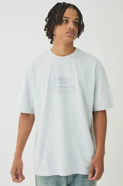 Oversized Limited Edition Print T-Shirt | BoohooMAN UK
