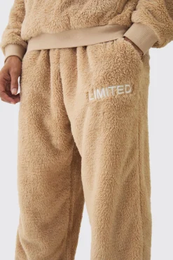 Oversized Limited Embroidered Teddy Borg Cuffed Joggers | BoohooMAN UK