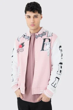Oversized Limited Jersey Varsity Jacket | BoohooMAN UK