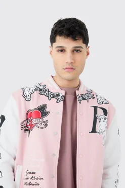 Oversized Limited Jersey Varsity Jacket | BoohooMAN UK