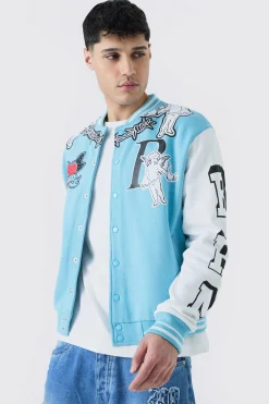 Oversized Limited Jersey Varsity Jacket | BoohooMAN UK