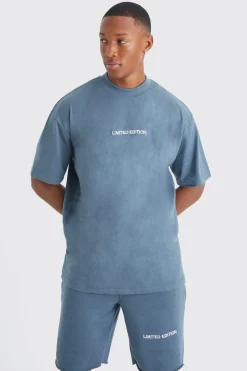 Oversized Limited Raw Hem T-shirt & Short Set | BoohooMAN UK