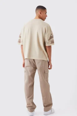 Oversized Line Drawing Knitted T-shirt | BoohooMAN UK