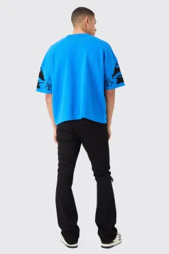 Oversized Line Drawing Knitted T-shirt | BoohooMAN UK