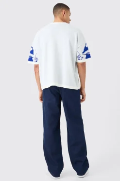 Oversized Line Drawing Knitted T-shirt | BoohooMAN UK