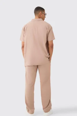 Oversized Linen Concealed Placket Shirt | BoohooMAN UK