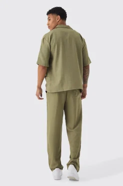 Oversized Linen Deep Pocket Shirt | BoohooMAN UK