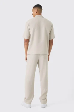 Oversized Linen Deep Pocket Shirt & Trouser Set | BoohooMAN UK