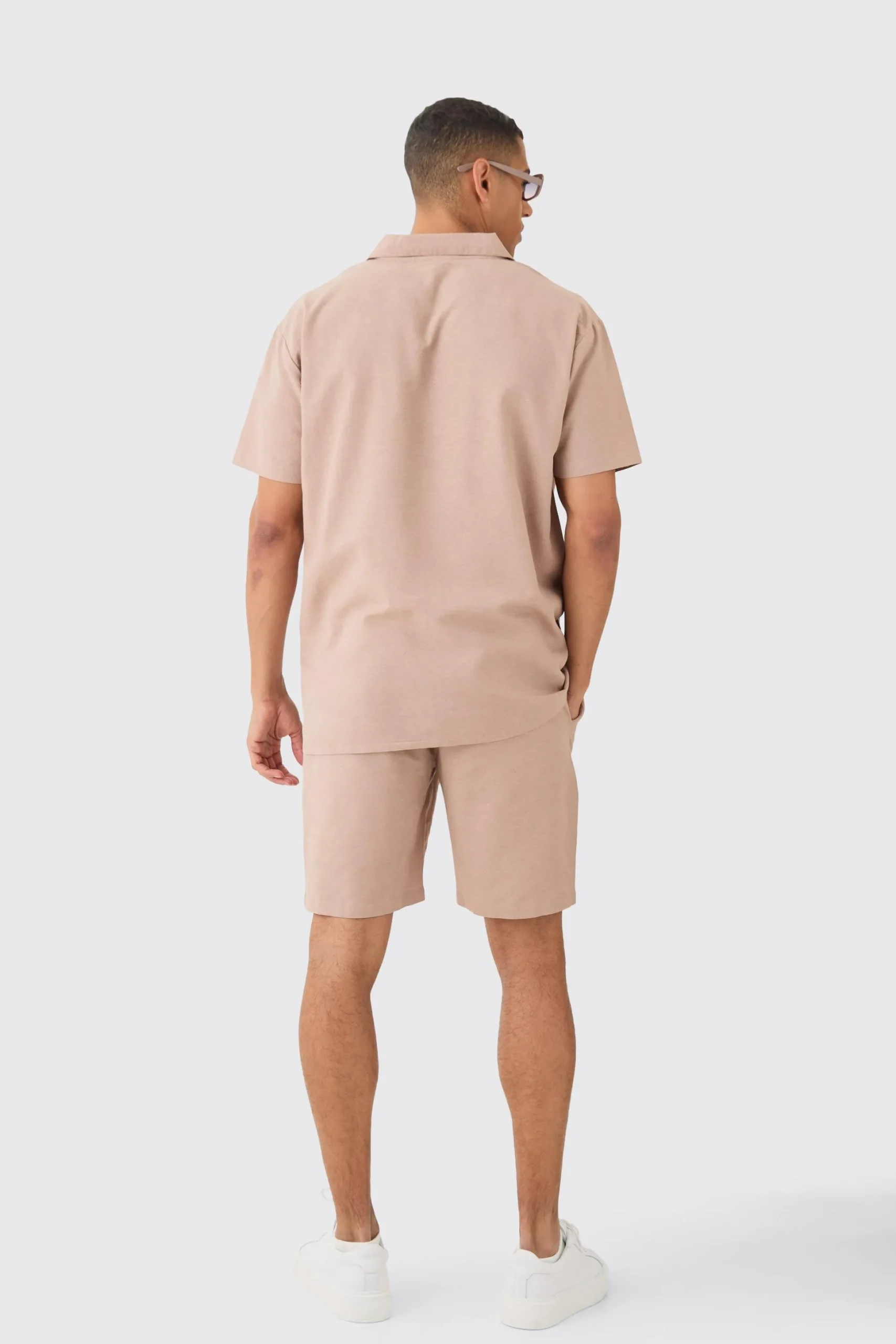Oversized Linen Dropped Neck Shirt | BoohooMAN UK