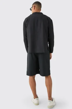Oversized Linen Long Sleeve Revere Step Hem Shirt | BoohooMAN UK