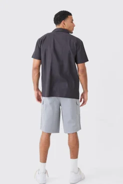 Oversized Linen Look Dove Embroidered Shirt | BoohooMAN UK