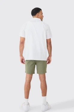 Oversized Linen Look Leaf Embroidered Shirt | BoohooMAN UK