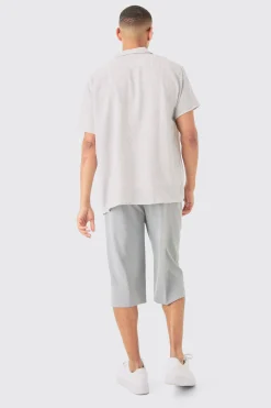 Oversized Linen Look Revere Shirt | BoohooMAN UK