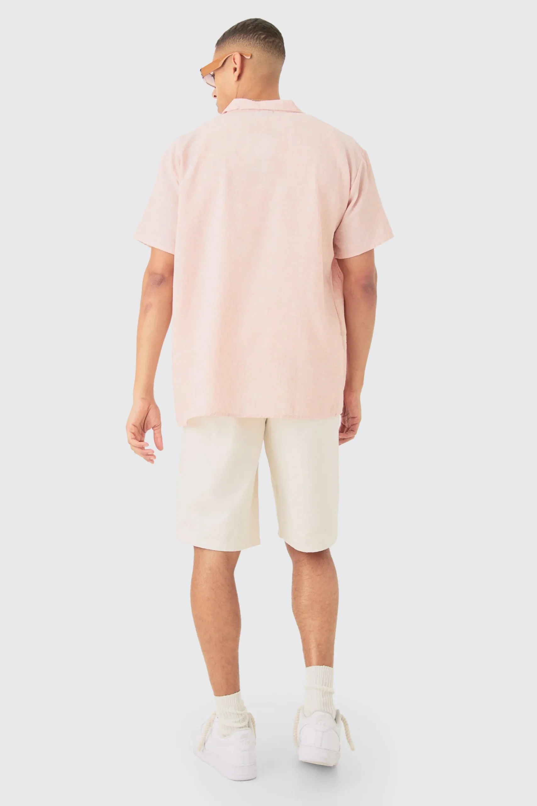 Oversized Linen Look Revere Shirt | BoohooMAN UK