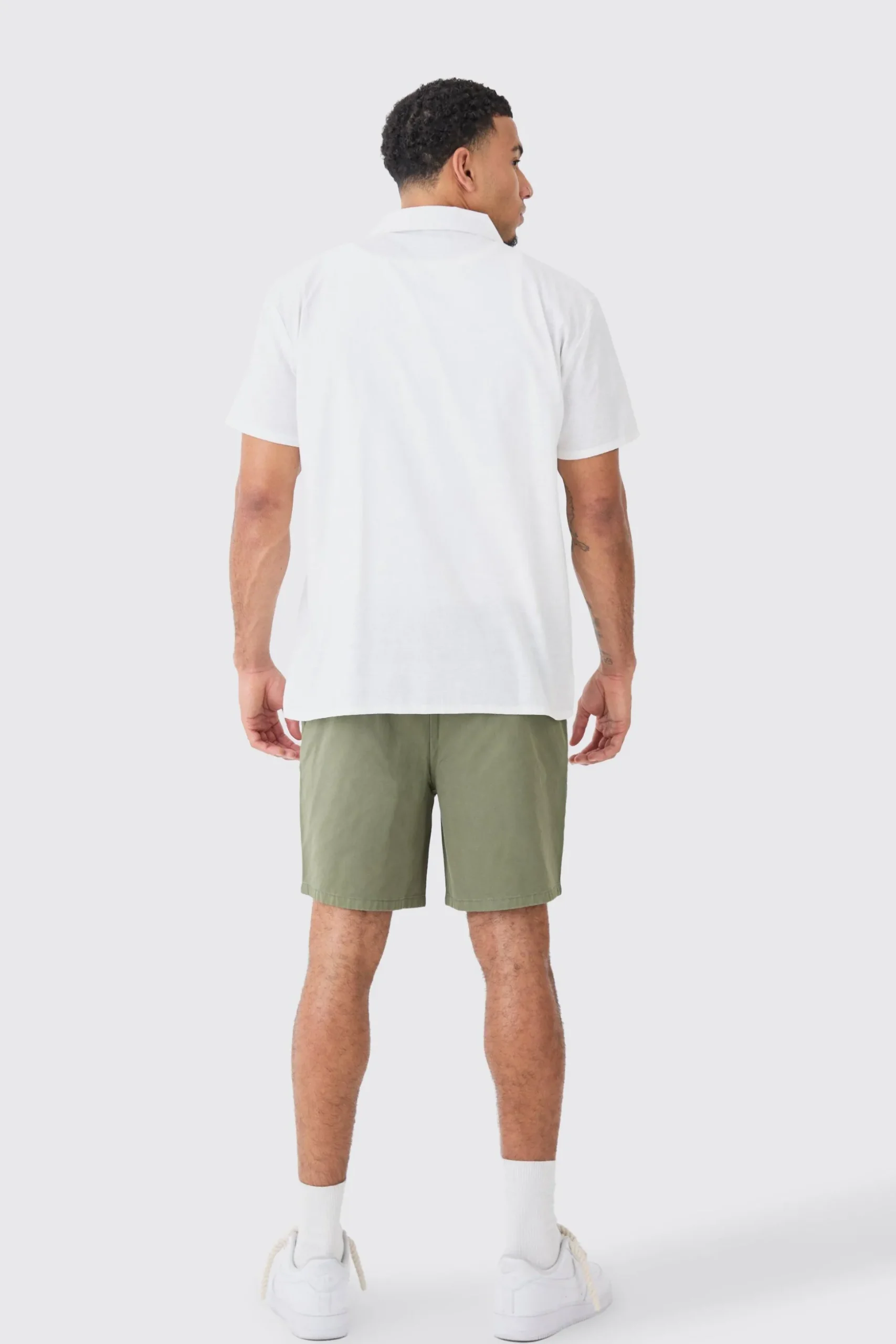 Oversized Linen Look Sun Embroidered Shirt | BoohooMAN UK