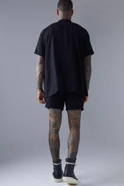Oversized Linen Shirt And Relaxed Short Set | BoohooMAN UK