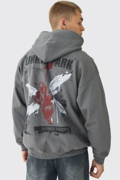 Oversized Linkin Park Wash License Hoodie | BoohooMAN UK