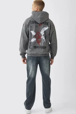Oversized Linkin Park Wash License Hoodie | BoohooMAN UK