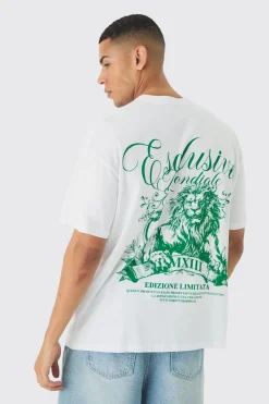 Oversized Lion Back Print T-Shirt | BoohooMAN UK