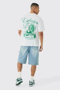 Oversized Lion Back Print T-Shirt | BoohooMAN UK