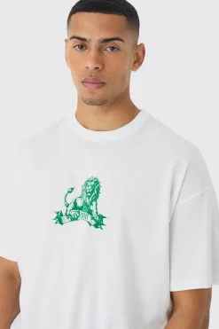 Oversized Lion Back Print T-Shirt | BoohooMAN UK