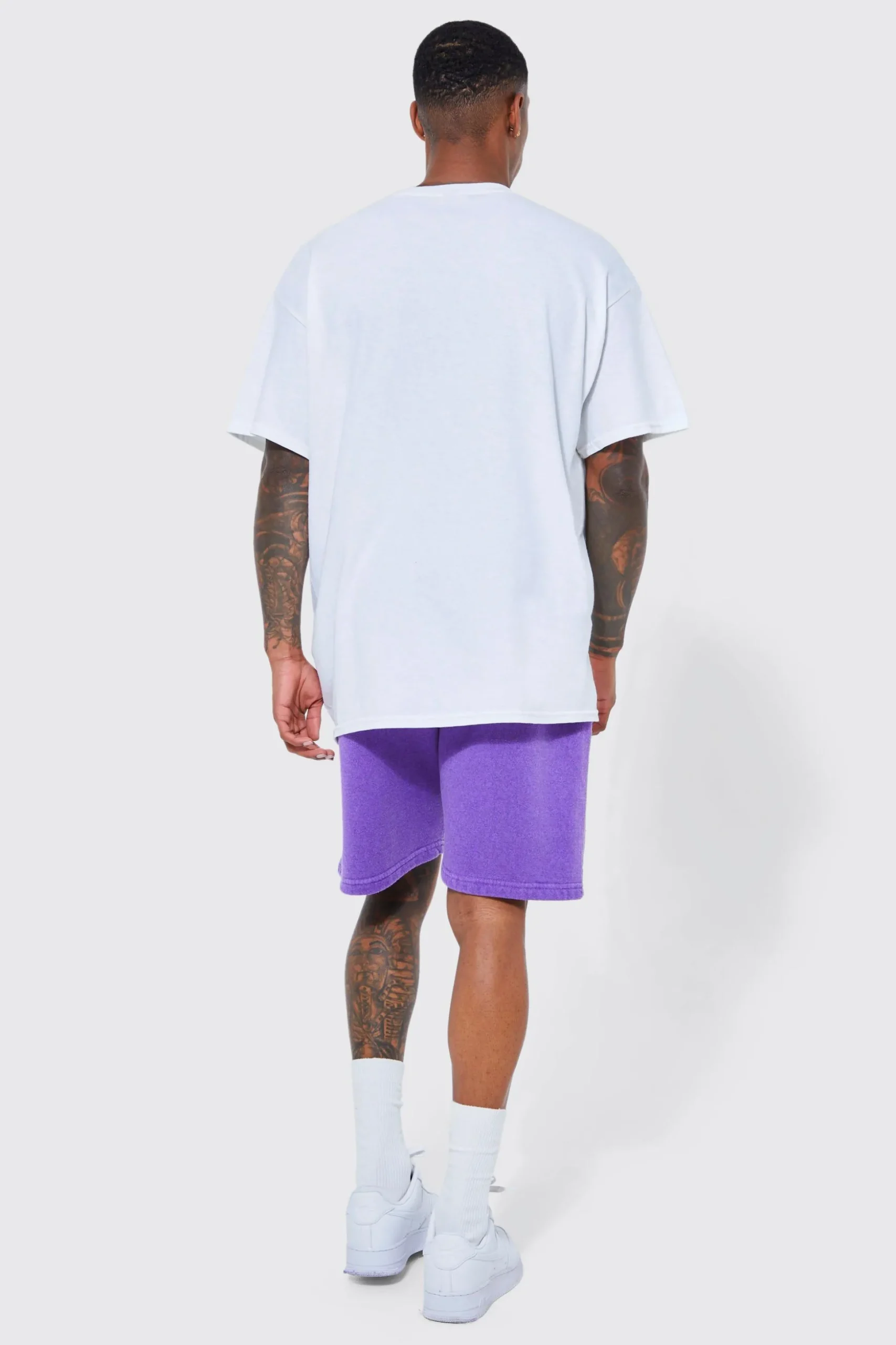 Oversized Long Beach Varsity T-shirt Set | BoohooMAN UK