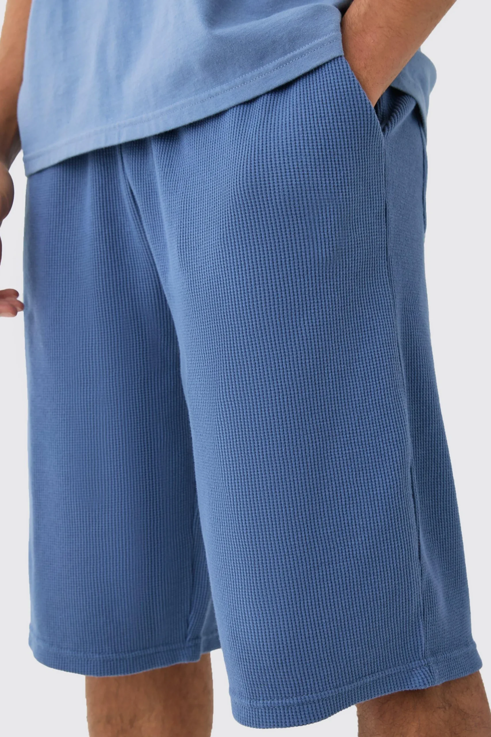 Oversized Long Length Heavyweight Waffle Shorts | BoohooMAN UK