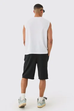 Oversized Long Length Heavyweight Waffle Shorts | BoohooMAN UK