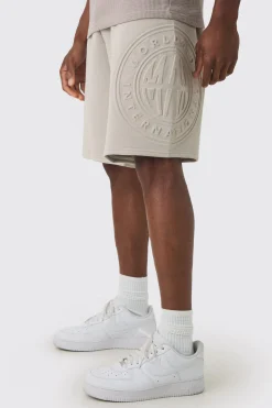 Oversized Long Length Worldwide Embossed Short | BoohooMAN UK