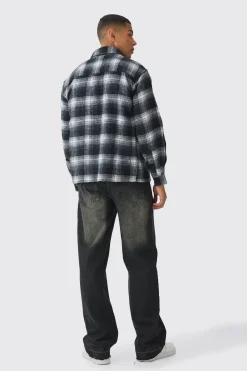 Oversized Long Sleeve Check Shirt | BoohooMAN UK