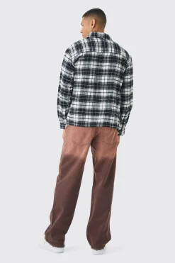 Oversized Long Sleeve Check Shirt | BoohooMAN UK