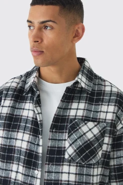 Oversized Long Sleeve Check Shirt | BoohooMAN UK