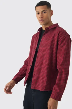 Oversized Long Sleeve Check Shirt | BoohooMAN UK
