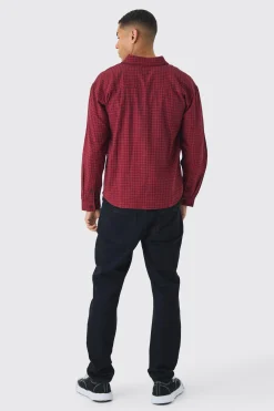 Oversized Long Sleeve Check Shirt | BoohooMAN UK
