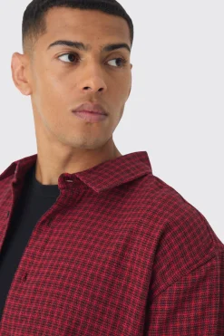 Oversized Long Sleeve Check Shirt | BoohooMAN UK